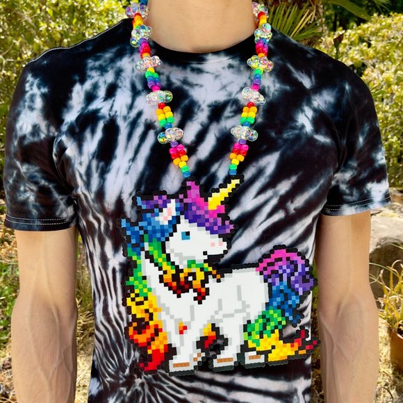 Rainbow Unicorn Perler Necklace - Picture 6 of 7